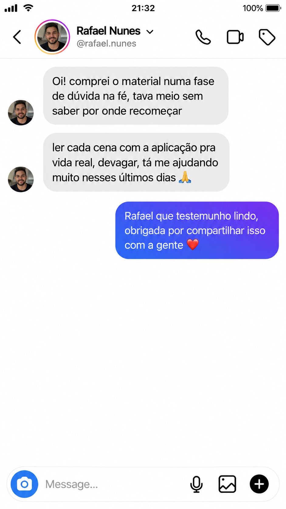 Depoimento de Rafael Nunes no Instagram