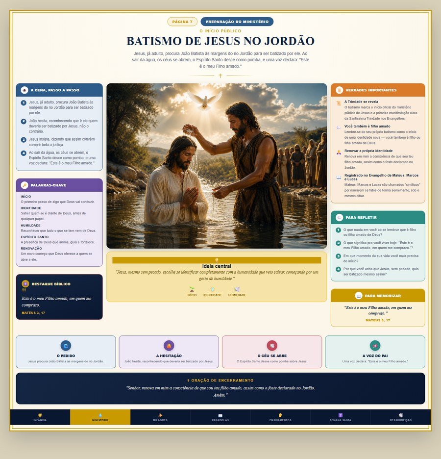 Página real — Batismo de Jesus no Jordão